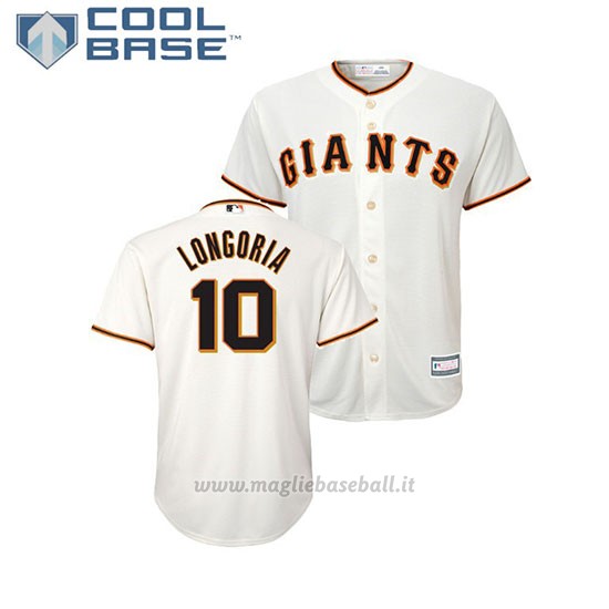 Maglia Baseball Bambino San Francisco Giants Evan Longoria Cool Base Majestic 1ªReplica Crema